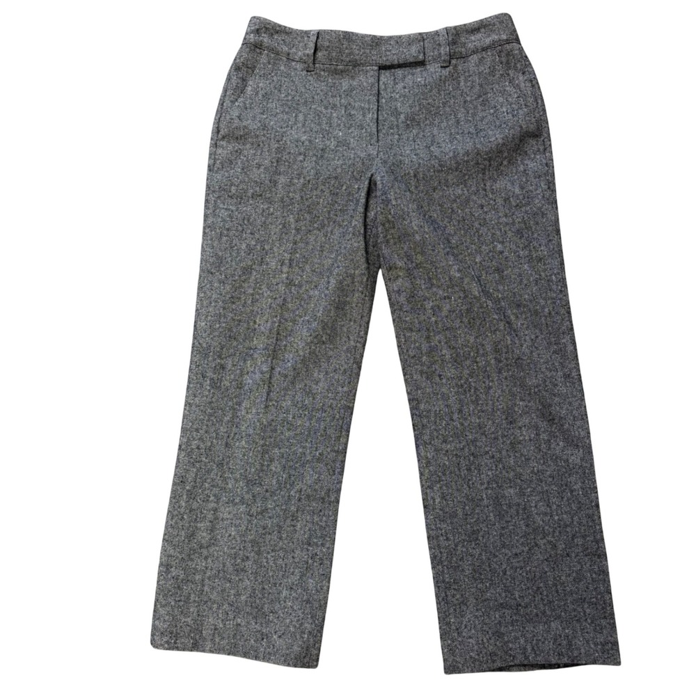 Saks Fifth Avenue Womens Straight Leg Wool Blend Trousers Grey Dark Academia